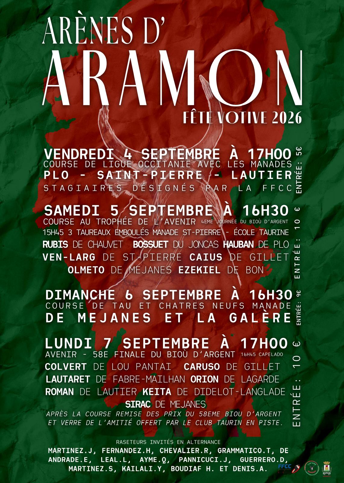 Affiche Fête Votive Aramon 2026